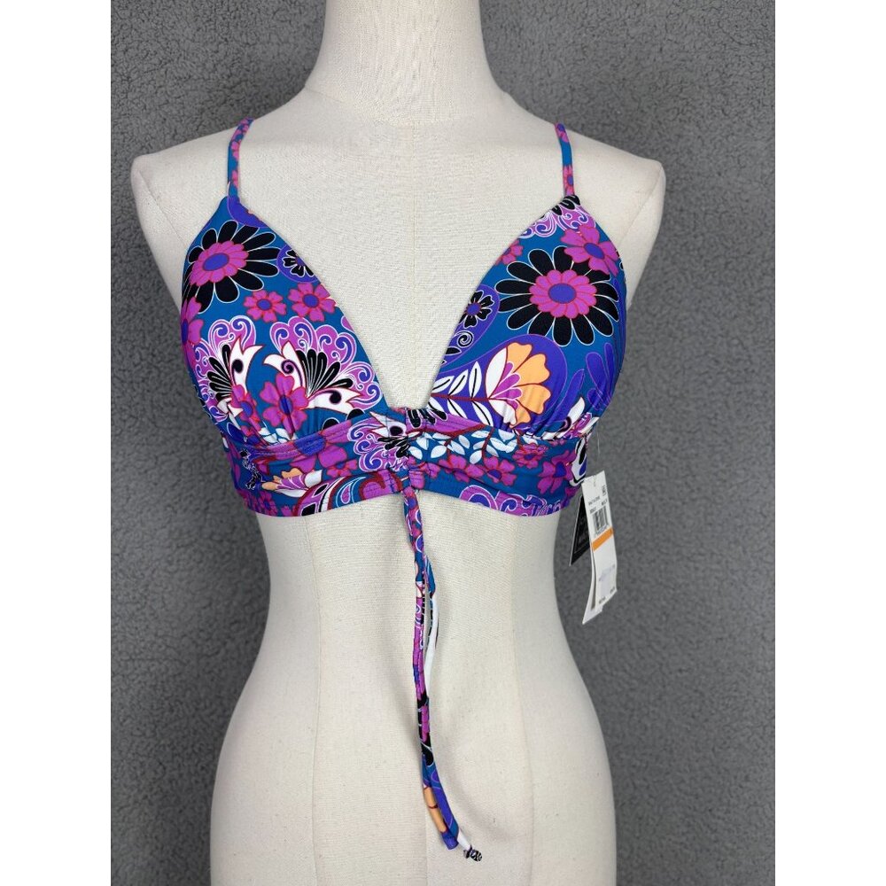 Salt + Cove Juniors' Floral-Print Tie-Back Push Up Bikini Top MultiColor Sm. NWT